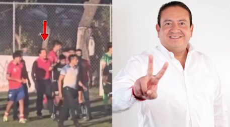 Testigos señalaron que Gustavo Robles Martínez, acompañado de su equipo de seguridad, confrontó a los árbitros. X/@pacochaconmx/FACEBOOK/@GustavoRoblesM/ESPECIAL