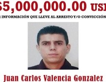 El Departamento de Estado de los Estados Unidos ofrece una recompensa de hasta 5 millones de dólares por información que conduzca al arresto o detención de Juan Carlos González Valencia. ESPECIAL