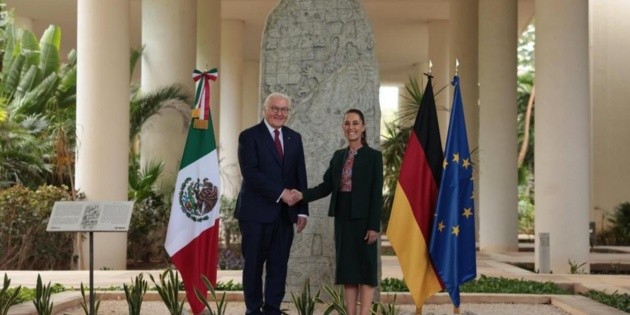 Sheinbaum recibe al presidente de Alemania, Frank-Walter Steinmeier, en Canc&uacute;n