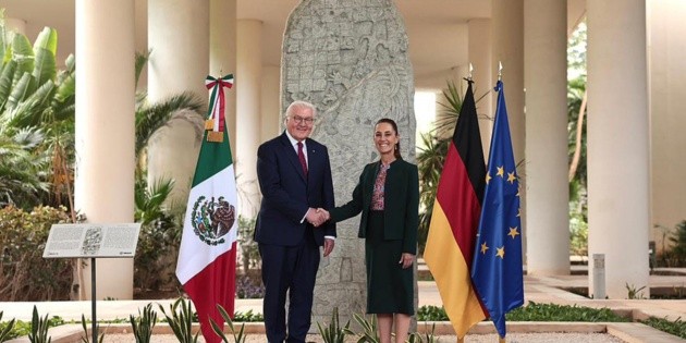 Sheinbaum recibe al Presidente alem&aacute;n en Canc&uacute;n para tratar inversi&oacute;n y comercio