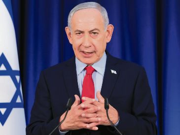 El primer ministro de Israel durante una rueda de prensa en Jerusalén sobre los recientes ataques y la escalada del conflicto. EFE