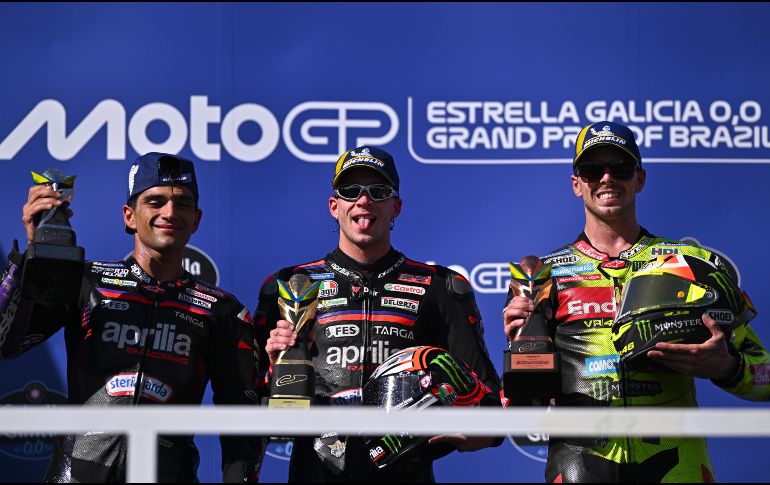 Aprilia Racing marcó la diferencia en Brasil y firmó un estelar doblete con ‘Bez’ y Martín. EFE/ A. Borges.