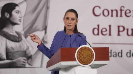 Sheimbaum participó en la 82 Asamblea Anual de la Cámara de la Industria de la Transformación (Caintra), Nuevo León, celebrada en la capital del estado al norte de México. SUN / C. Mejía