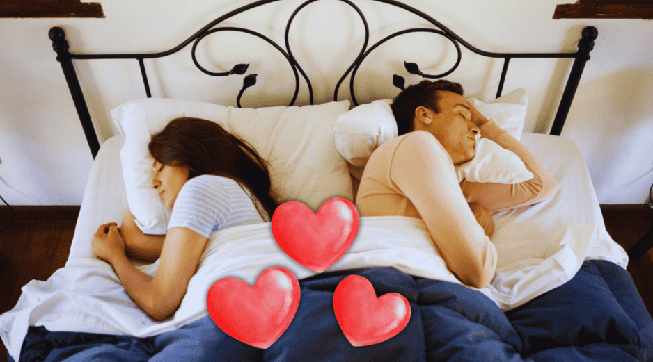 Los resultados revelaron que el 42% de las parejas duermen dándose la espalda, el 34% mantiene algún tipo de contacto físico y el 31% duerme toda la noche en el mismo lado. ESPECIAL / CANVA