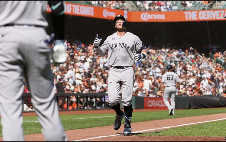 Aaron Judge. El primer imparable de la temporada para el capitán de los Yankees fue un cuadrangular productor de dos carreras. AP