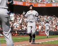Aaron Judge. El primer imparable de la temporada para el capitán de los Yankees fue un cuadrangular productor de dos carreras. AP