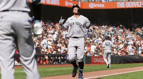 Aaron Judge. El primer imparable de la temporada para el capitán de los Yankees fue un cuadrangular productor de dos carreras. AP