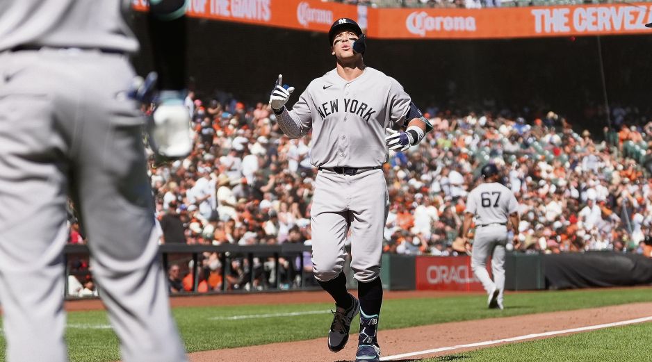 Aaron Judge. El primer imparable de la temporada para el capitán de los Yankees fue un cuadrangular productor de dos carreras. AP