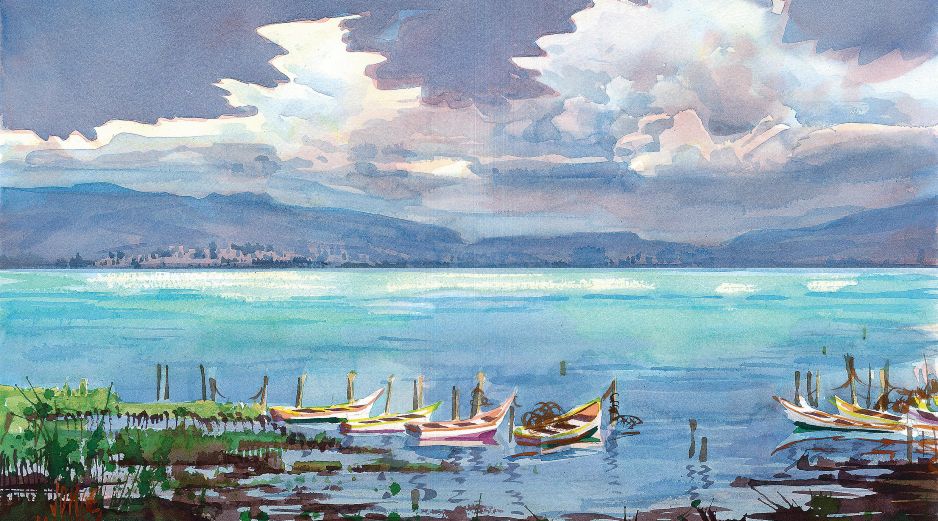 Pieza de Jorge Monroy que muestra un paisaje de San Luis Soyatlán, Tuxcueca, Jalisco. CORTESÍA