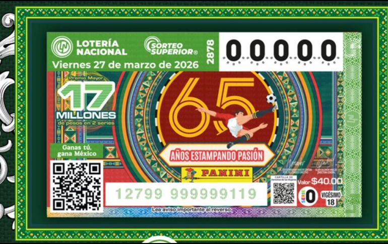 La Lotería Nacional conmemoró en su billete 65 años de la editorial Panini. X/lotenal