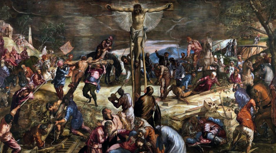 «Entonces Jesús, dando de nuevo un fuerte grito, expiró». WIKIPEDIA/«Crucifixión de Jesús», de Tintoretto