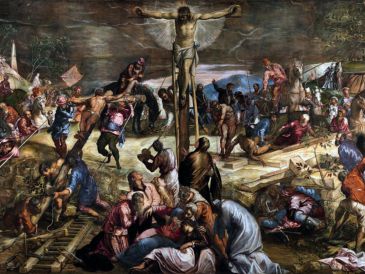 «Entonces Jesús, dando de nuevo un fuerte grito, expiró». WIKIPEDIA/«Crucifixión de Jesús», de Tintoretto