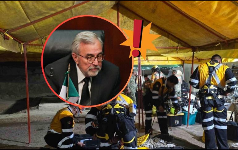 Rocha Moya reconoció el trabajo de 36 elementos de distintas corporaciones de seguridad de México para rescatar con vida a uno de los cuatro mineros.  SUN / NTX / ARCHIVO