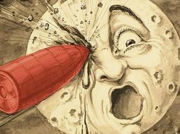 Detalle de la portada del libro “De la Tierra a la Luna” (1865), de Julio Verne. ESPECIAL