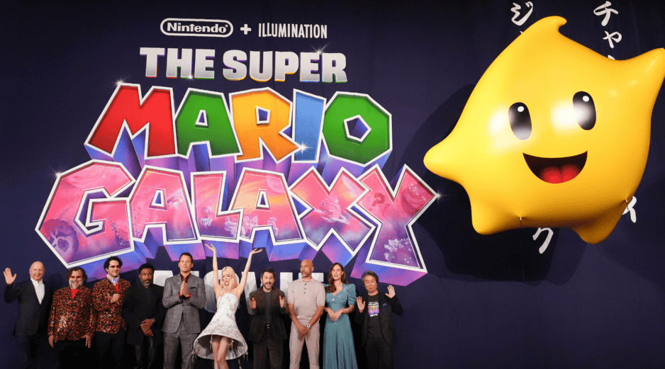 El elenco de la película 'Super Mario Galaxy: la película' durante el preestreno mundial en Kyoto (Japón). EFE/ Tomohiro Ohsumi