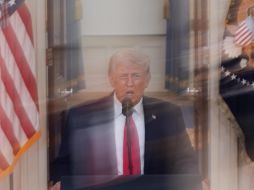 Donald Trump durante su discurso televisado a la nación este 01 de abril del 2026. EFE/A. Brandon