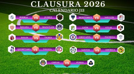 La J13 del Clausura 2026 podrá seguirse a través de distintas señales de televisión abierta, de paga y plataformas digitales, dependiendo del equipo que es local. ESPECIAL / CANVA