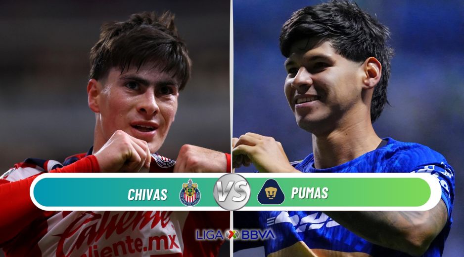 Chivas defiende el liderato ante unos Pumas que buscan consolidarse en la parte alta. ESPECIAL / IMAGO7 y CANVA