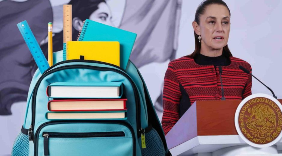 La Presidenta Sheinbaum Pardo dijo que a partir de un mes de 2026, todas las y los estudiantes de primaria pública en el país recibirán un apoyo económico. ESPECIAL / SUN y CANVA
