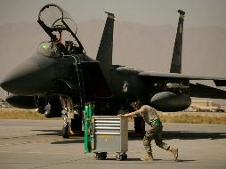 Avión de combate F-15E Strike Eagle de la Fuerza Aérea de Estados Unidos. Irán asegura haber derribado un caza de este modelo. AP/M. Alleruzzo