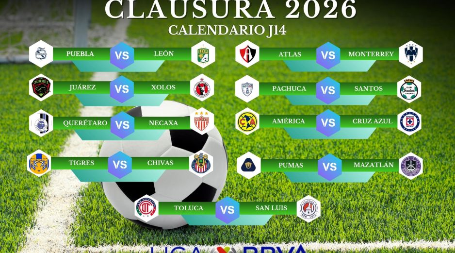 La J14 del Clausura 2026 contará con transmisión a través de distintas señales de televisión abierta, de paga y plataformas digitales. ESPECIAL / CANVA