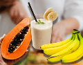 Los beneficios del licuado de plátano con papaya  radican en su alta concentración de vitaminas, minerales y fibra. ESPECIAL/Canva