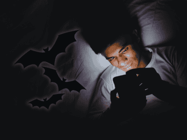 El término "vamping" proviene de la palabra "vampiro" y se refiere al hábito de permanecer despierto durante la noche usando dispositivos electrónicos, como celulares, tabletas, computadoras o videojuegos. ESPECIAL / CANVA
