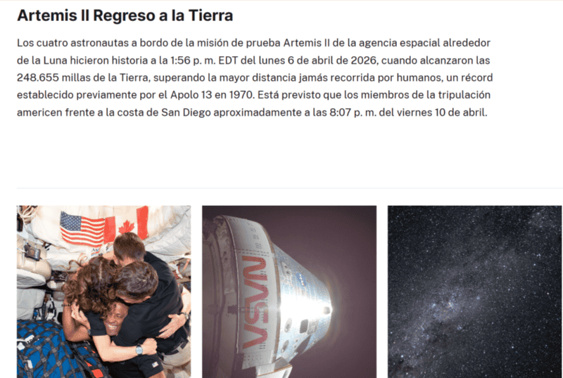 &nbsp;La NASA detalla el horario de amerizaje de Artemis II en las costas de San Diego, California. ESPECIAL / NASA