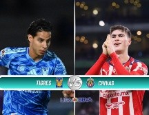 Chivas buscará mantener su dominio en la cima de la clasificación al visitar a unos Tigres necesitados de puntos en el Volcán. ESPECIAL / IMAGO7 y CANVA