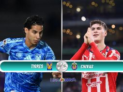 Chivas buscará mantener su dominio en la cima de la clasificación al visitar a unos Tigres necesitados de puntos en el Volcán. ESPECIAL / IMAGO7 y CANVA