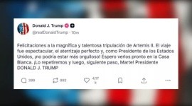 Trump felicita a la tripulación de Artemis II y apunta a Marte como próximo paso