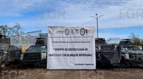 La Fiscalía General de la República (FGR) informó que se destruyeron 18 vehículos 