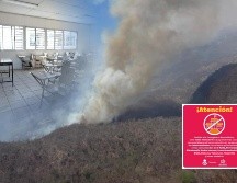 Suspenden clases en Cabo Corrientes por mala calidad del aire derivada de incendio forestal. ESPECIAL / PC Jalisco, EL INFORMADOR y SEJ