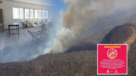 Suspenden clases en Cabo Corrientes por mala calidad del aire derivada de incendio forestal. ESPECIAL / PC Jalisco, EL INFORMADOR y SEJ