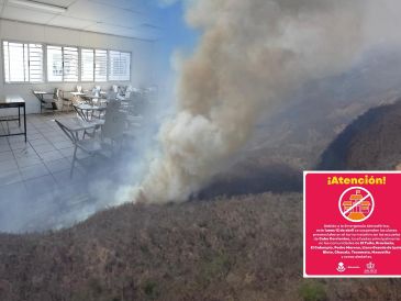 Suspenden clases en Cabo Corrientes por mala calidad del aire derivada de incendio forestal. ESPECIAL / PC Jalisco, EL INFORMADOR y SEJ