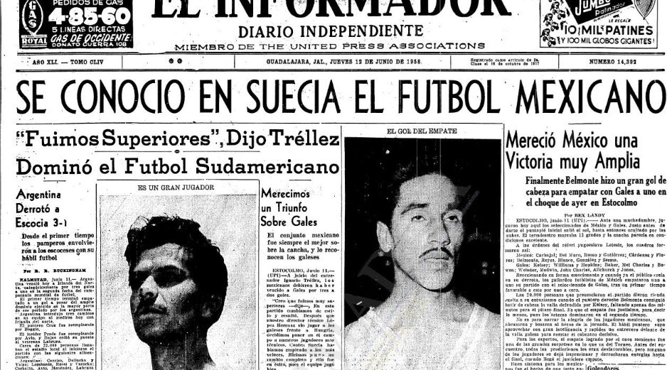 Así reportó este diario el empate 1-1 contra Gales con que México consiguió su primer punto en las Copas del Mundo. EL INFORMADOR/Archivo