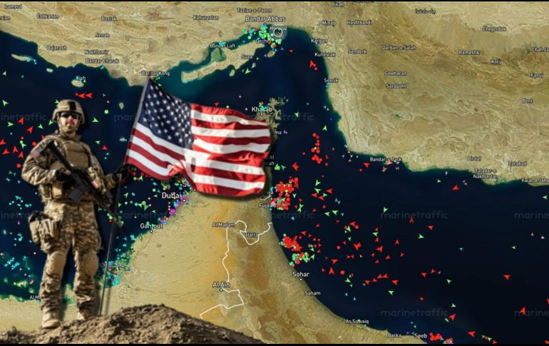 Captura de la web MarineTraffic que muestra el tráfico de embarcaciones en el estrecho de Ormuz este miercoles en donde existe un doble bloqueo por parte de EU e Irán. EFE / Marinetraffic