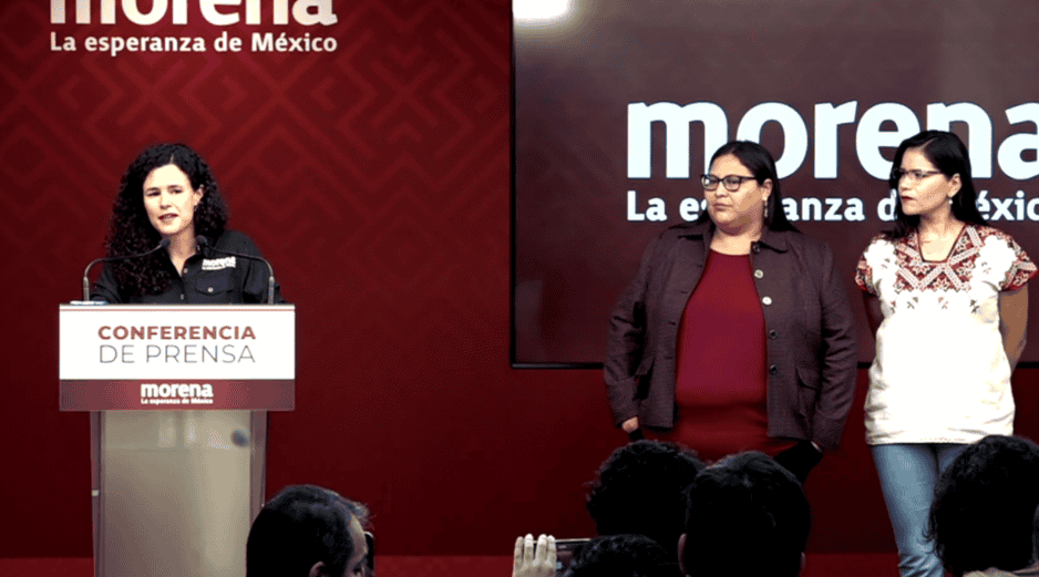 Conferencia de prensa donde Luisa María Alcalde anuncia la integración de Citlalli Hernández en Morena. X / @LuisaAlcalde