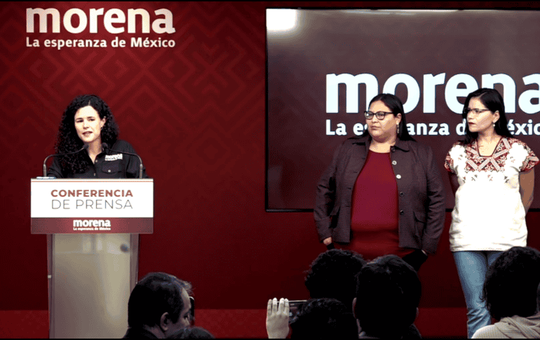 Conferencia de prensa donde Luisa María Alcalde anuncia la integración de Citlalli Hernández en Morena. X / @LuisaAlcalde