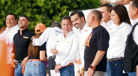 Pablo Lemus y Jorge Álvarez Máynez en un evento realizado en Tlajomulco en 2024. ESPECIAL