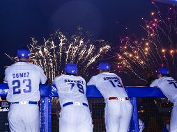 Pirotecnia ilumina el estadio Panamericano en el inicio de la temporada 2026 de la Liga Mexicana de Beisbol. CORTESÍA/Charros de Jalisco