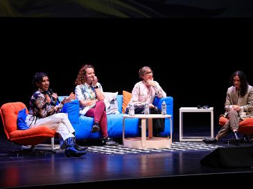 María Sarasvati Herrera, Dariela Ludlow y Celiana Cárdenas, moderadas por Alejandra Márquez— encabezaron el panel “¿Desde dónde mirar?” como parte de las actividades del Festival Internacional de Cine en Guadalajara. EL INFORMADOR / J. Aocsta