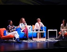 María Sarasvati Herrera, Dariela Ludlow y Celiana Cárdenas, moderadas por Alejandra Márquez— encabezaron el panel “¿Desde dónde mirar?” como parte de las actividades del Festival Internacional de Cine en Guadalajara. EL INFORMADOR / J. Aocsta