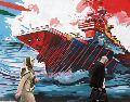 Habitantes de la capital persa caminan junto a un mural donde se exalta la fortaleza militar de su nación frente a la armada estadounidense. EFE