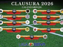 La Jornada 16 del Clausura 2026 se disputa entre semana con duelos imperdibles en la parte media de la tabla. ESPECIAL / CANVA