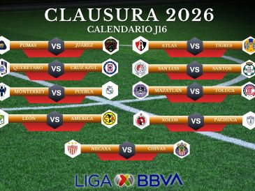 La Jornada 16 del Clausura 2026 se disputa entre semana con duelos imperdibles en la parte media de la tabla. ESPECIAL / CANVA