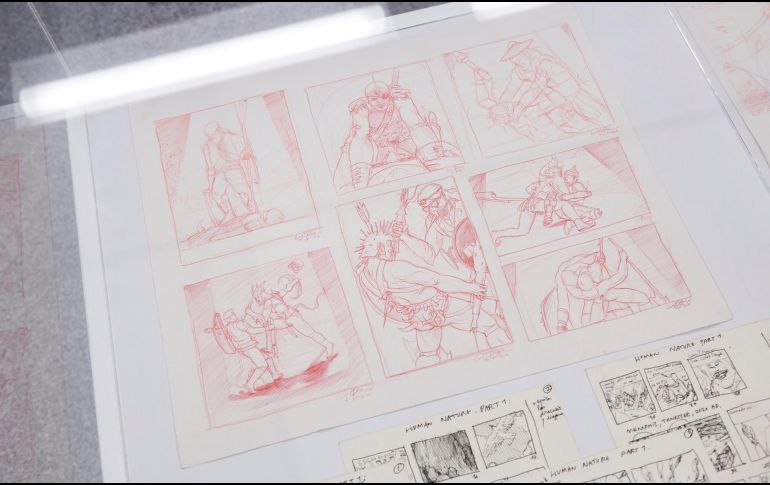 La muestra reúne doce piezas y bocetos que nacen del cruce entre las artes plásticas y el lenguaje cinematográfico. ESPECIAL/ FICG GUADALAJARA.