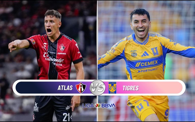 Atlas y Tigres se miden este miércoles en Guadalajara, donde ambos equipos buscarán asegurar su pase a la Liguilla. ESPECIAL / IMAGO7 y CANVA