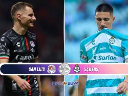 El Atlético de San Luis buscará aprovechar su localía para sumar tres puntos y agravar la crisis de Santos Laguna en la recta final del torneo. ESPECIAL / IMAGO7 y CANVA