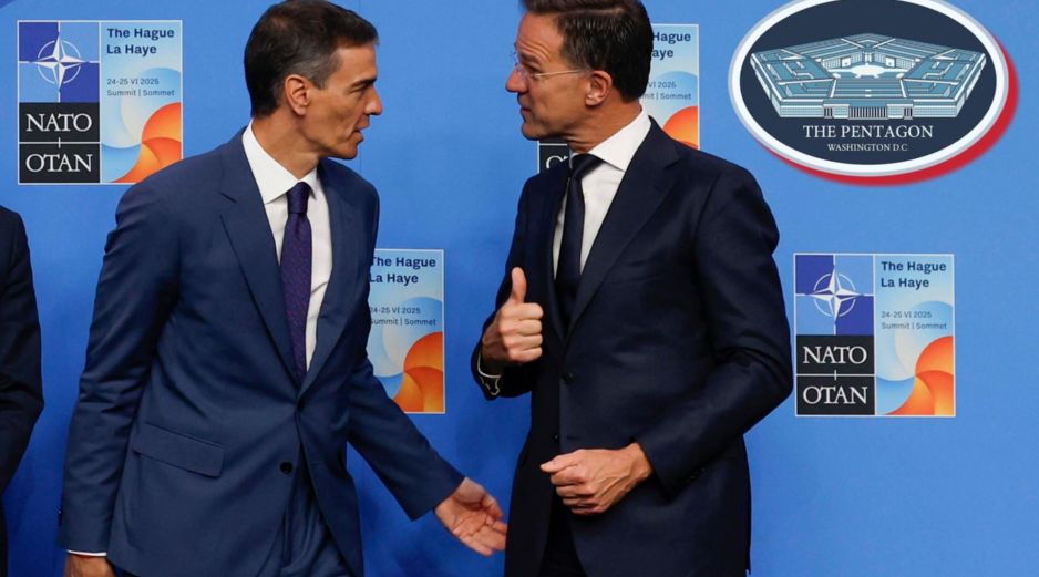 El secretario general de la Organización del Tratado del Atlántico Norte (OTAN), Mark Rutte (d), recibe al presidente del Gobierno de España, Pedro Sánchez. EFE / ARCHIVO